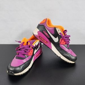 Nike Air Max 90 Kids Size 5.5Y Sneaker Shoes Black Purple Orange 345017-504 (A19